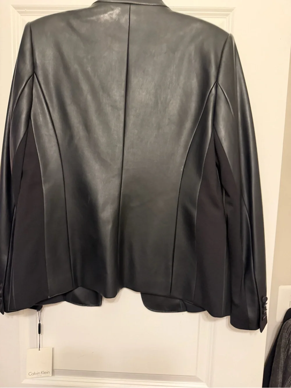 Calvin Klein Black Faux Leather Blazer